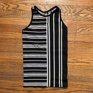 Athleta Black and White Striped Seamless Tank